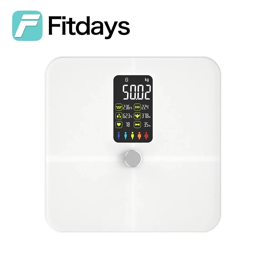 Fitdays Smart 8 Electrodes Body Fat Weight Scale, Human Bioimpedance Scale, Body Composition Scale