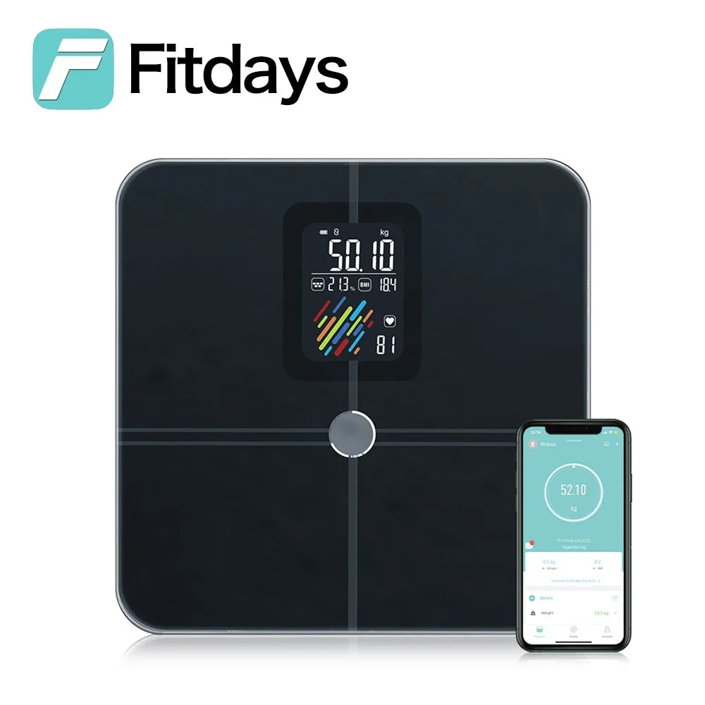 Fitdays Smart 8 Electrodes Body Fat Weight Scale, Human Bioimpedance Scale, Body Composition Scale
