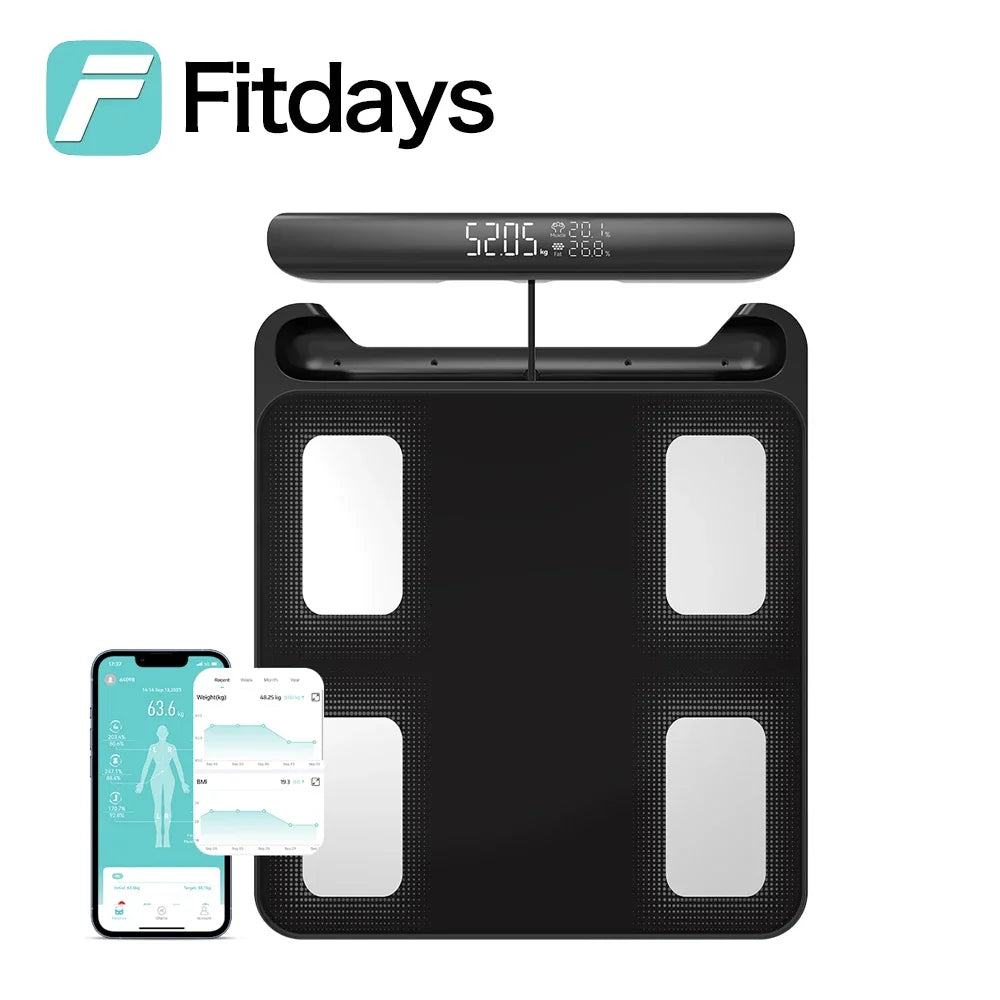 Fitdays Smart 8 Electrodes Body Fat Weight Scale, Human Bioimpedance Scale, Body Composition Scale