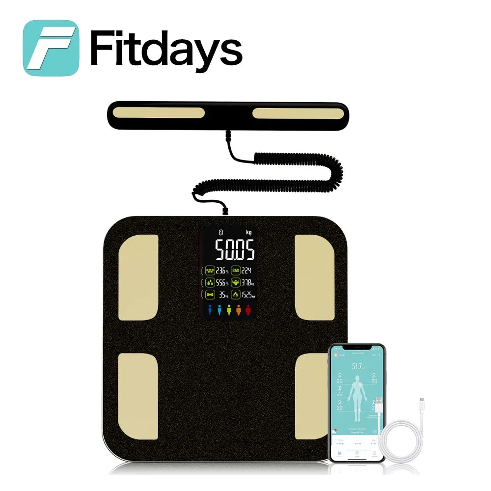 Fitdays Smart 8 Electrodes Body Fat Weight Scale, Human Bioimpedance Scale, Body Composition Scale
